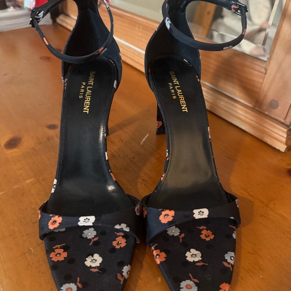 Saint Laurent Bea Ankle Strap Sandals In Nero Multicolor 41 - Picture 9 of 15